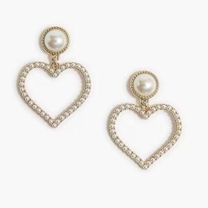 NWT J. Crew Pearl heart statement earrings